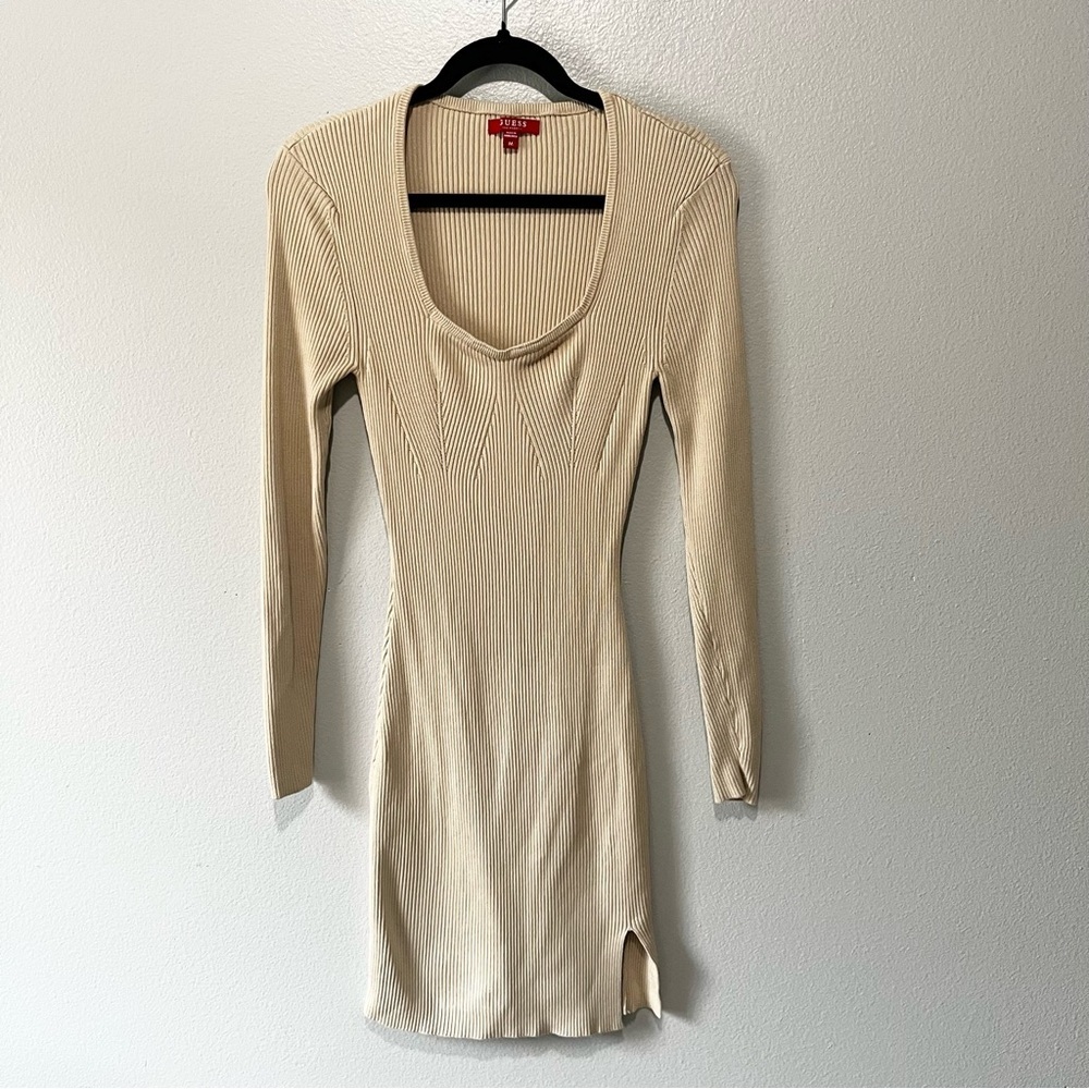 GUESS- Beige/ Cream Elegant Cream Ribbed Dress Size M